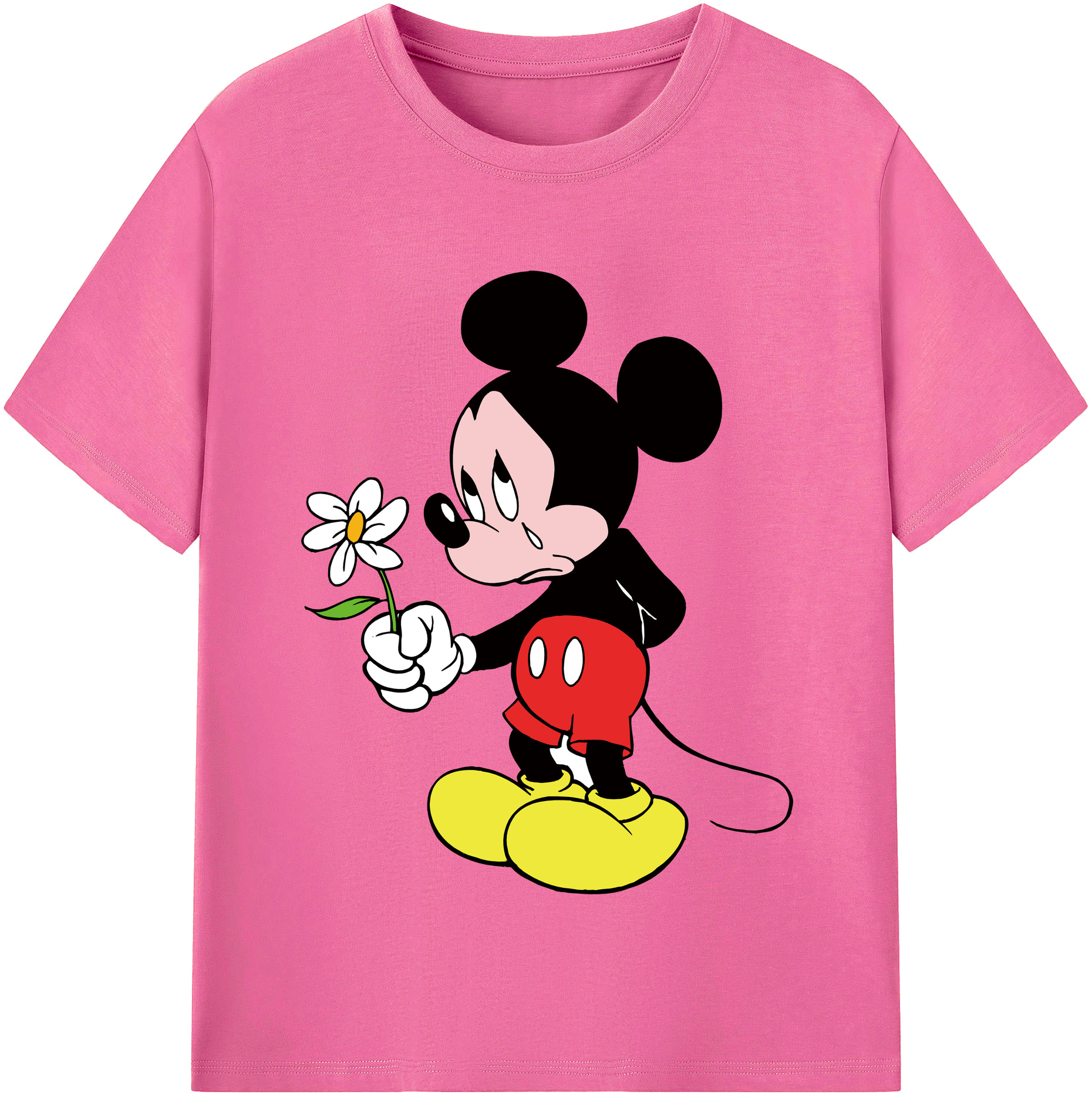 （画像用） ミッキーマウス Mickey Mouse レディースカジュアルプリントTシャツ（綿100％）